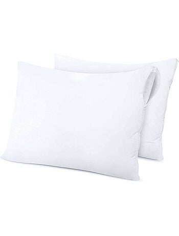 Lote de 2 protectores de almohada — rizo impermeable antiácaros con cremallera