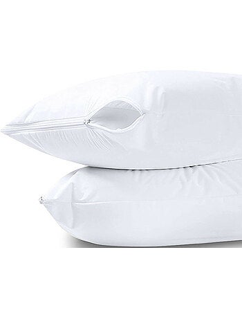 Lote de 2 protectores de almohada — rizo impermeable antiácaros con cremallera