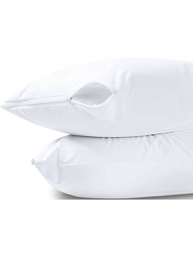 Lote de 2 protectores de almohada — rizo impermeable antiácaros con cremallera Blanco - Kiabi
