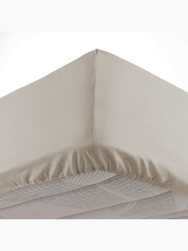 Lote de 2 sábanas bajeras bolsillo 30 cm 2 personas microfibra oscar Beige natural - Kiabi