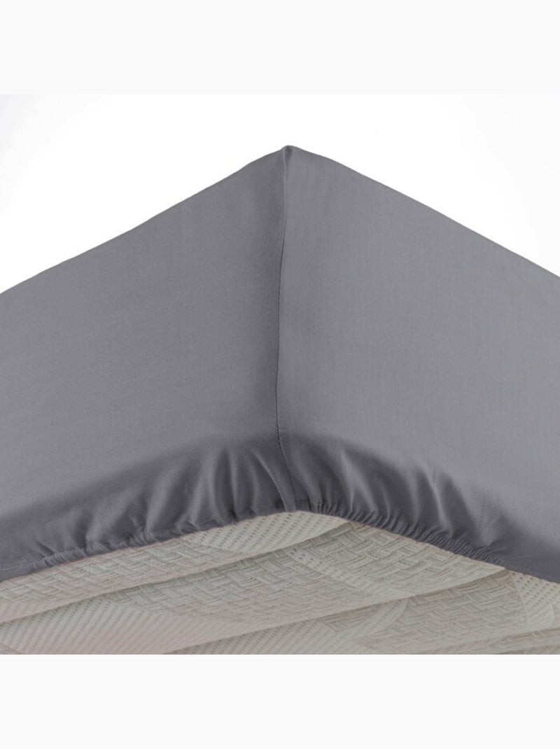 Lote de 2 sábanas bajeras bolsillo 30 cm 2 personas microfibra oscar Gris antracita - Kiabi
