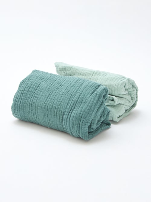 Lote de 2 sábanas bajeras de gasa suave - Kiabi