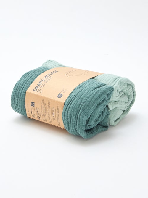 Lote de 2 sábanas bajeras de gasa suave - Kiabi