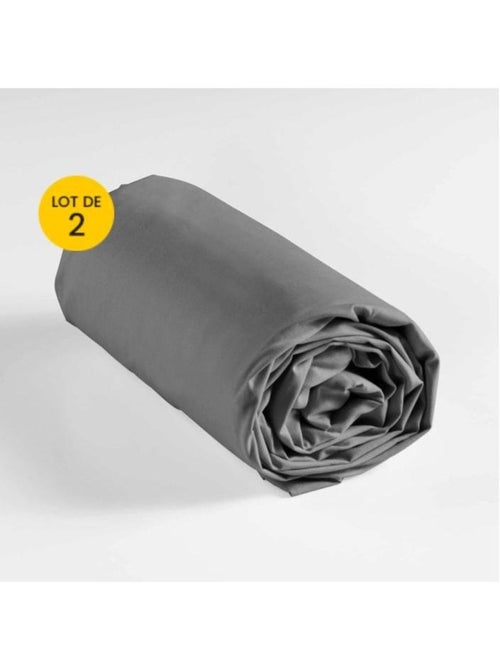 Lote de 2 sábanas bajeras queen size algodón 57 hilos - Kiabi Lote de 2 sábanas bajeras queen size algodón 57 hilos - Kiabi