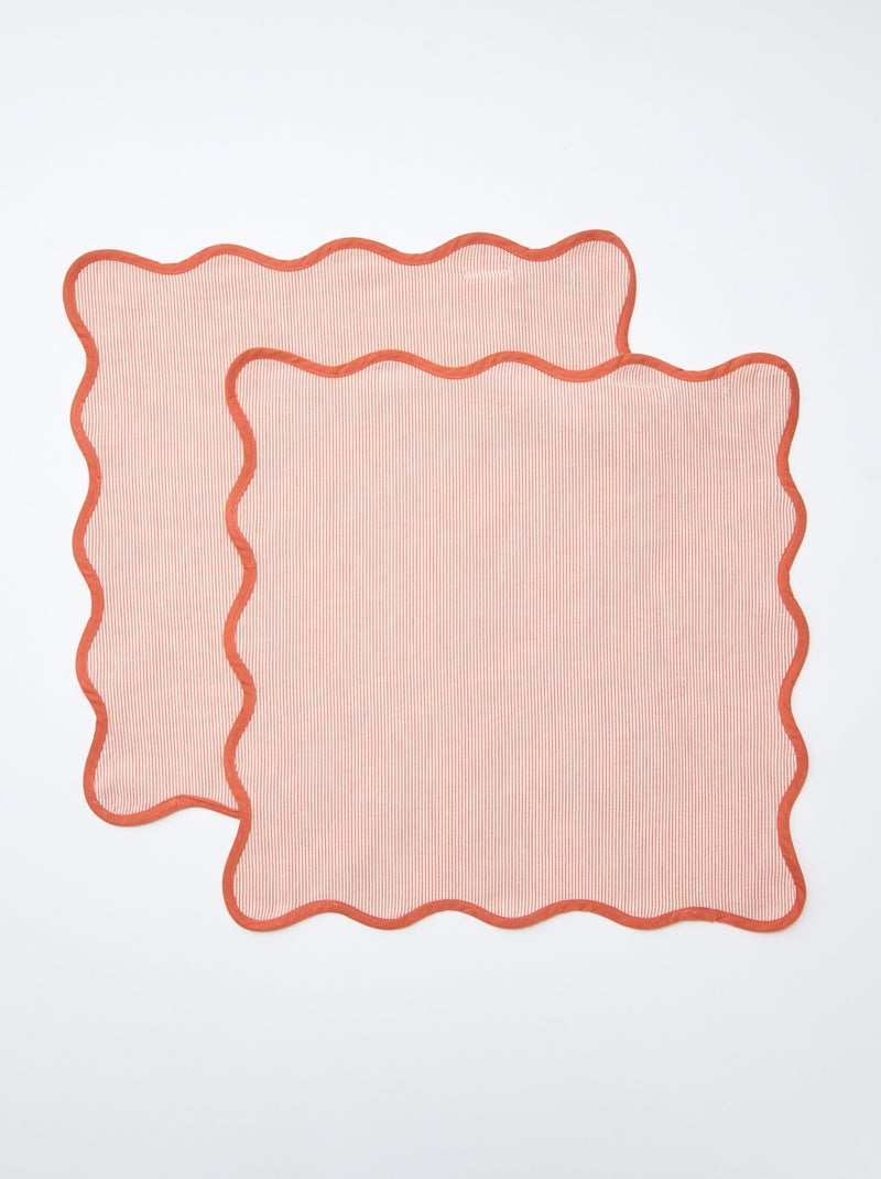 Lote de 2 servilletas a rayas (40x40cm) Naranja - Kiabi