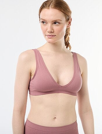 Lote de 2 sujetadores tipo top de canalé sin costuras