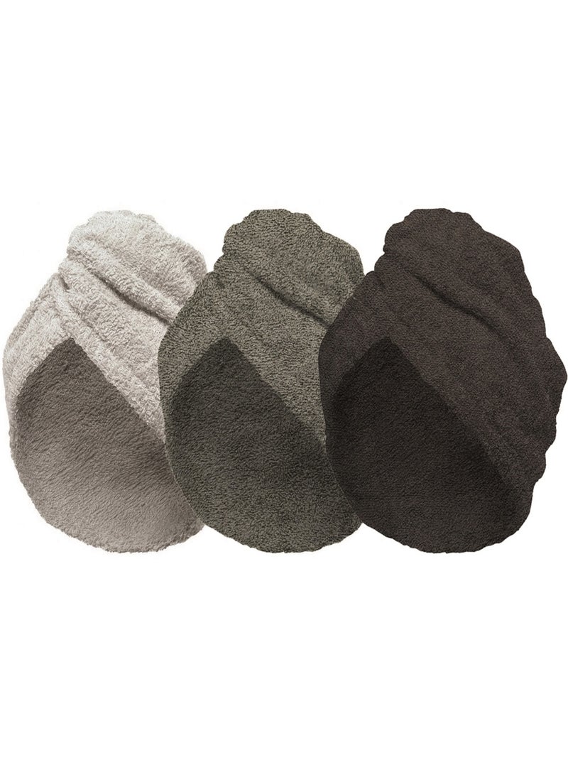 Lote de 2 toallas de algodón para el cabello Gris verde - Kiabi