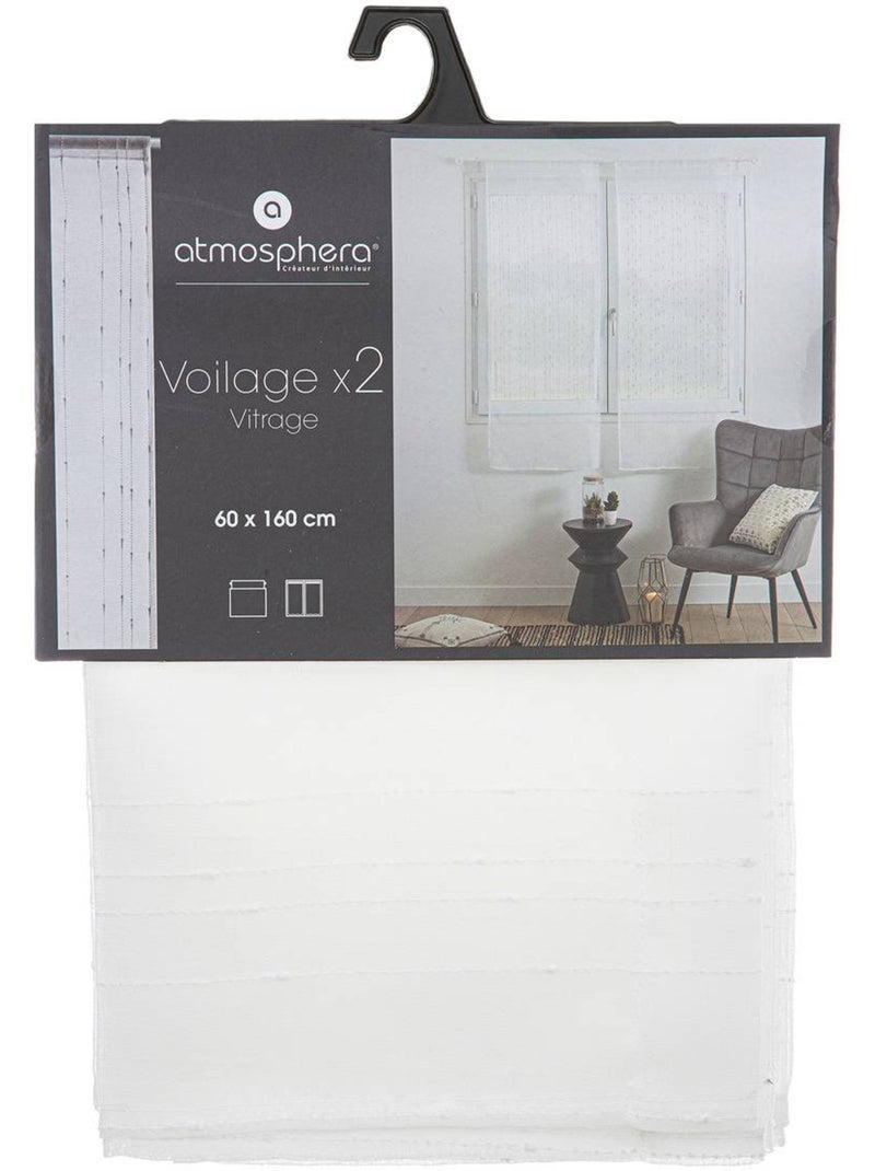 Lote de 2 visillos blancos anissa 60x120cm Blanco - Kiabi
