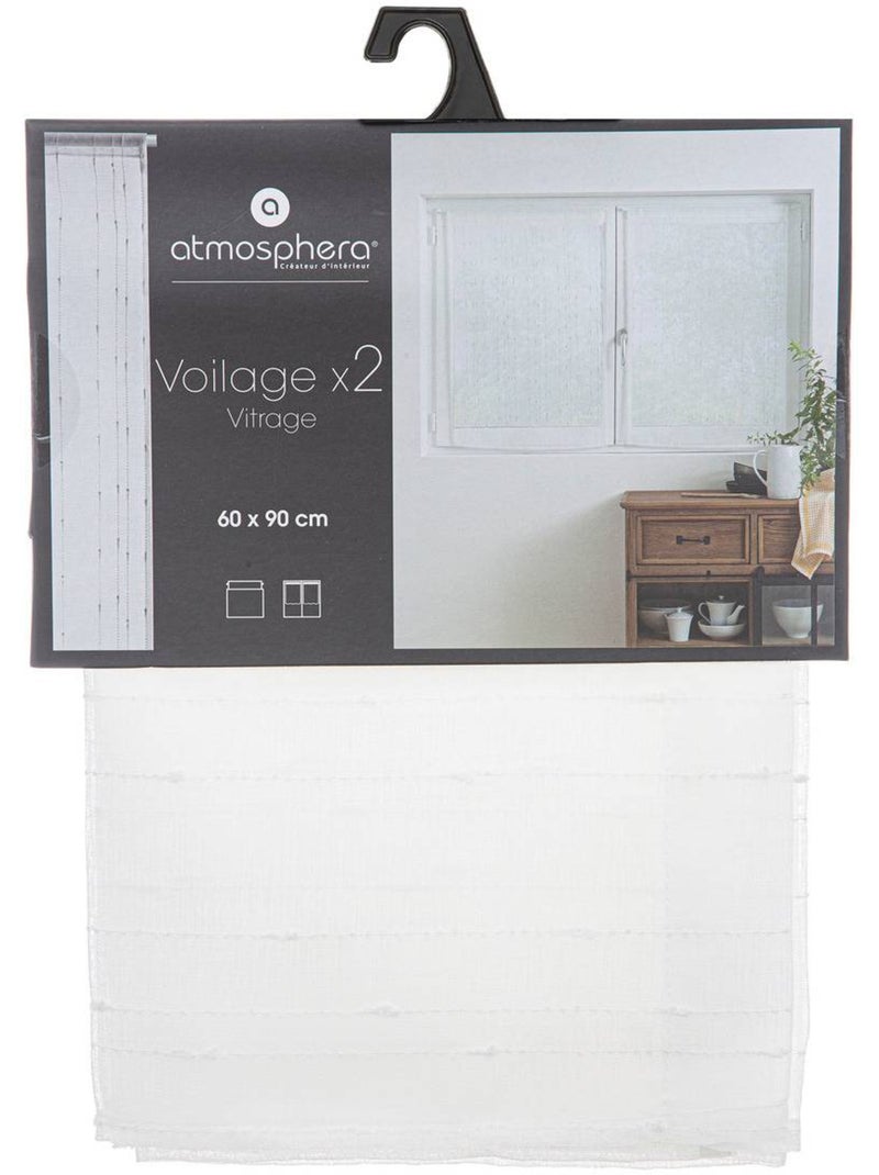 Lote de 2 visillos blancos anissa 60x90cm Blanco - Kiabi