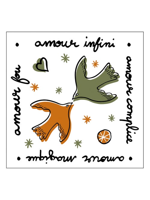 Lote de 20 servilletas de papel "Amor y Pájaros" - Kiabi