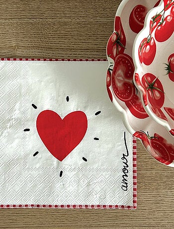 Lote de 20 servilletas de papel corazón