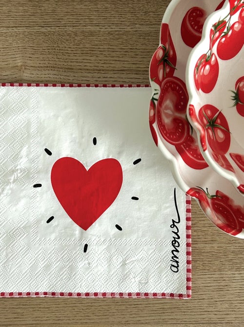Lote de 20 servilletas de papel corazón - Kiabi