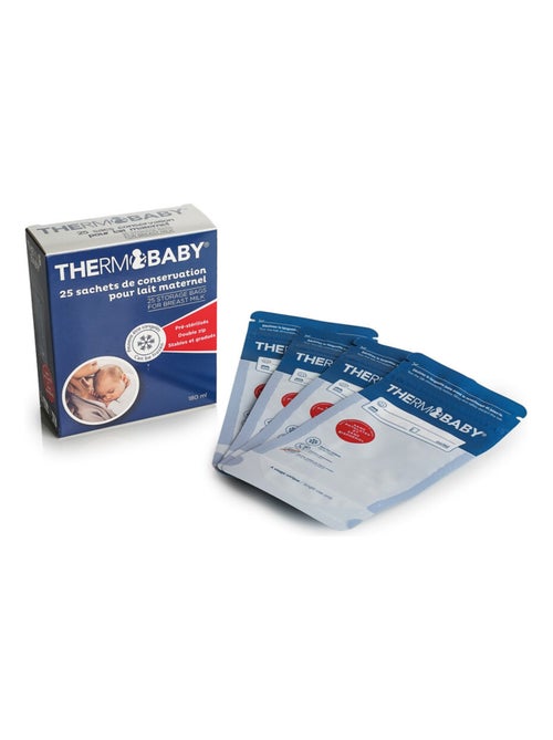 Lote de 25 bolsitas de conservación de leche materna Thermobaby preesterilizadas de 180 ml - Kiabi Lote de 25 bolsitas de conservación de leche materna Thermobaby preesterilizadas de 180 ml - Kiabi