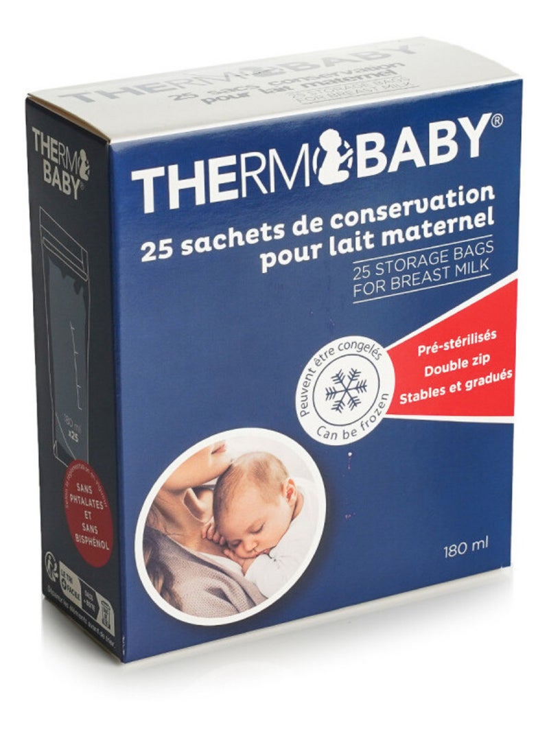 Lote de 25 bolsitas de conservación de leche materna Thermobaby preesterilizadas de 180 ml Blanco - Kiabi