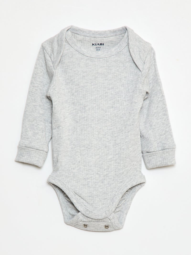 Lote de 3 bodies cuello americano y manga larga Azul - Kiabi