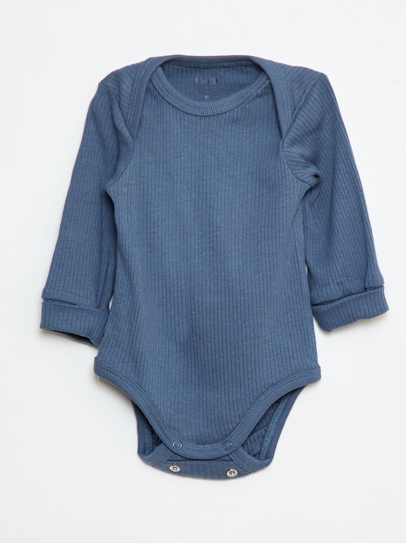 Lote de 3 bodies cuello americano y manga larga Azul - Kiabi