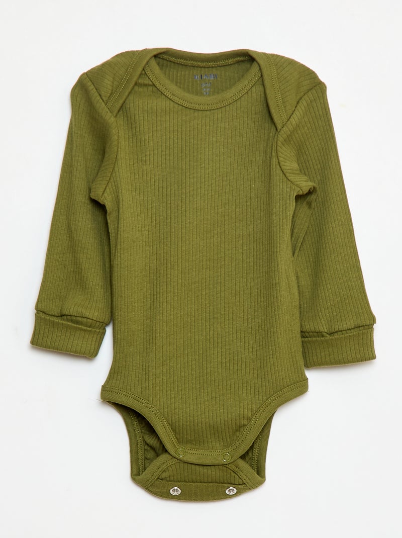 Lote de 3 bodies cuello americano y manga larga Beige - Kiabi