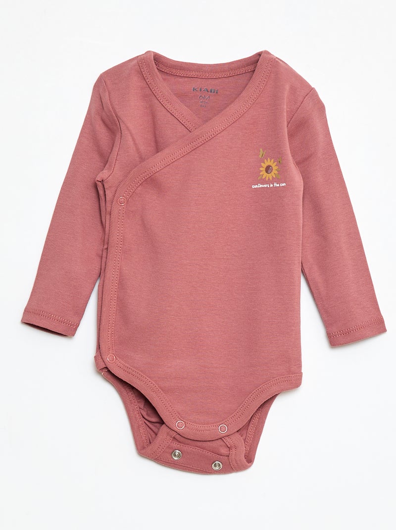 Lote de 3 bodies de manga larga con abertura a presión Rosa - Kiabi