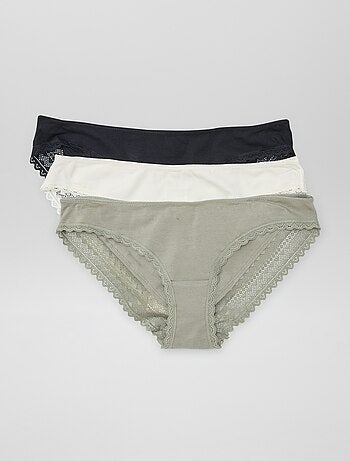 Lote de 3 braguitas algodón encaje