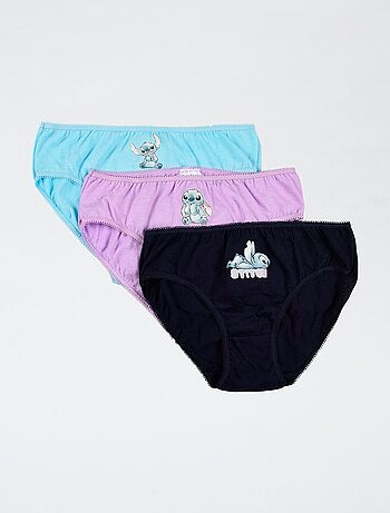 Lote de 3 braguitas 'Disney' 'Stitch' de algodón