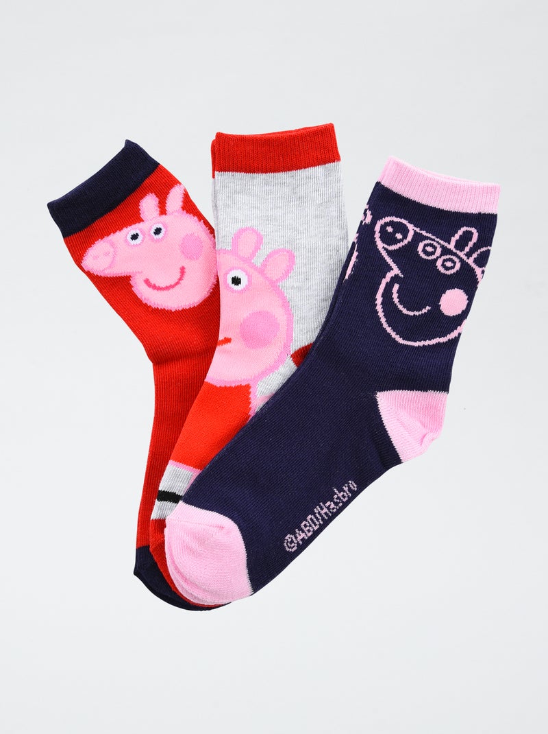 Lote de 3 calcetines 'Peppa Pig' de algodón Rojo - Kiabi