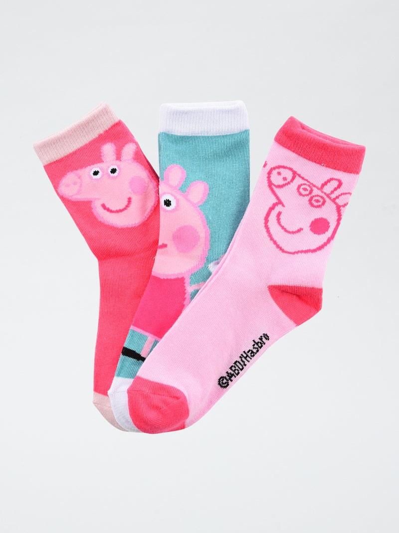 Lote de 3 calcetines 'Peppa Pig' de algodón Rosa - Kiabi