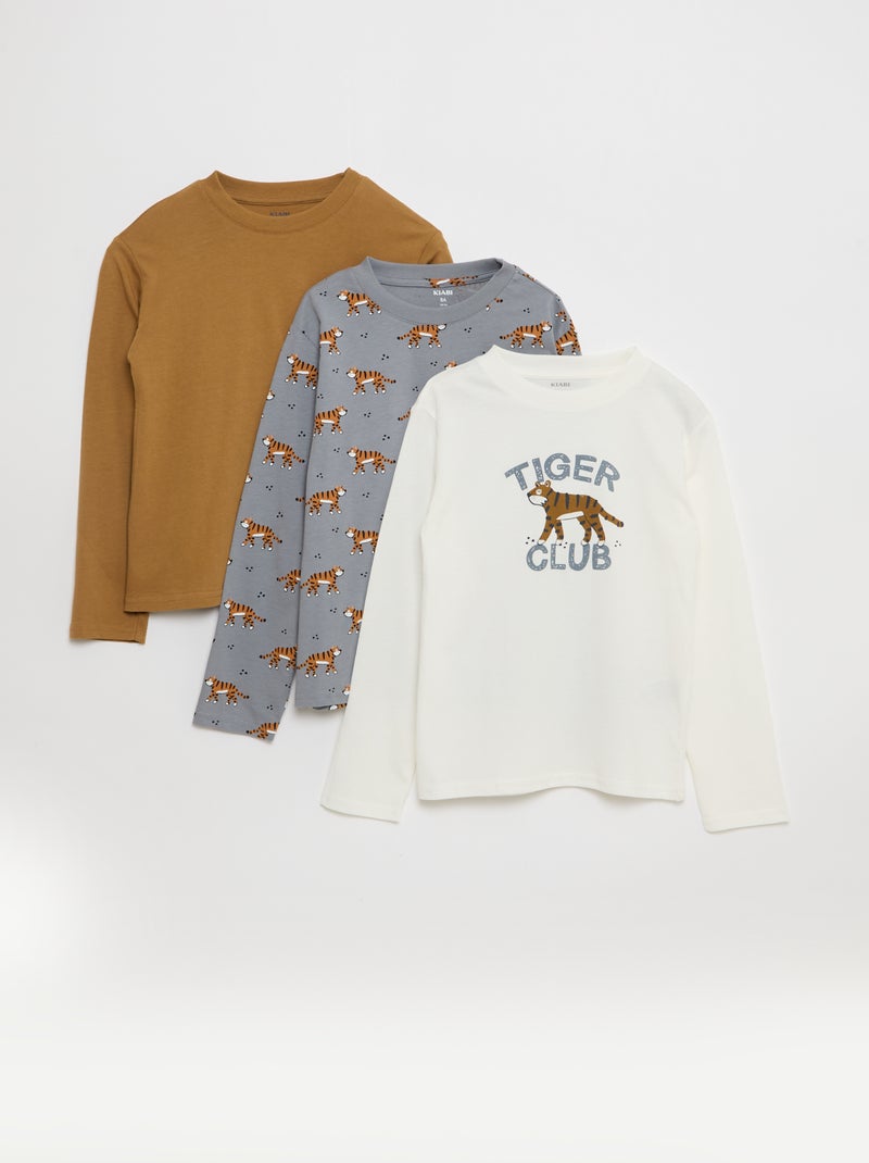 Lote de 3 camisetas estampadas Beige - Kiabi