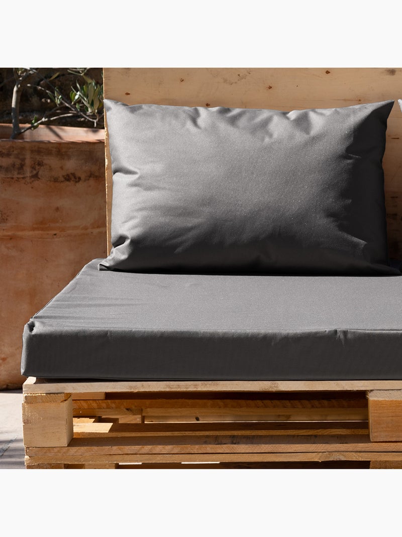 Lote de 3 cojines paleta de exterior en tejido con revestimiento impermeable Gris antracita - Kiabi
