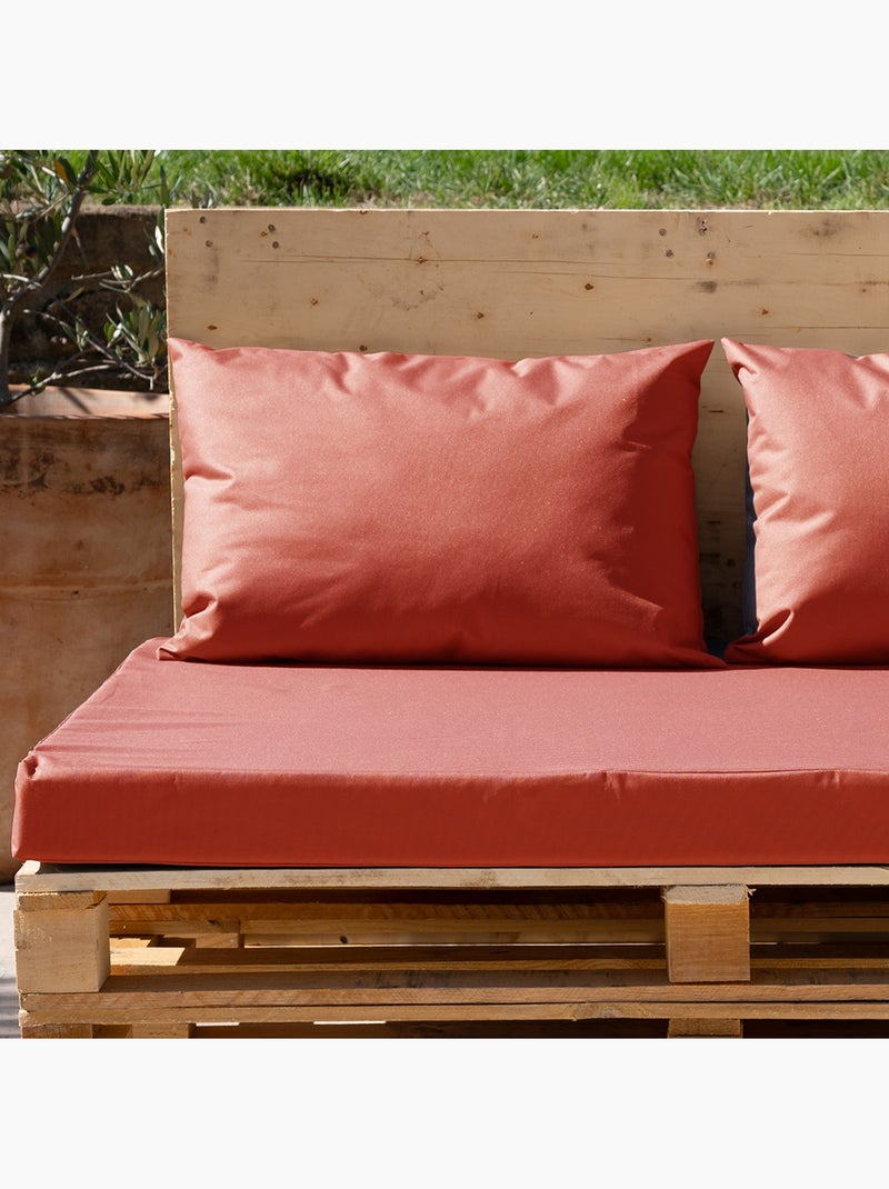 Lote de 3 cojines paleta de exterior en tejido con revestimiento impermeable Rojo cereza - Kiabi