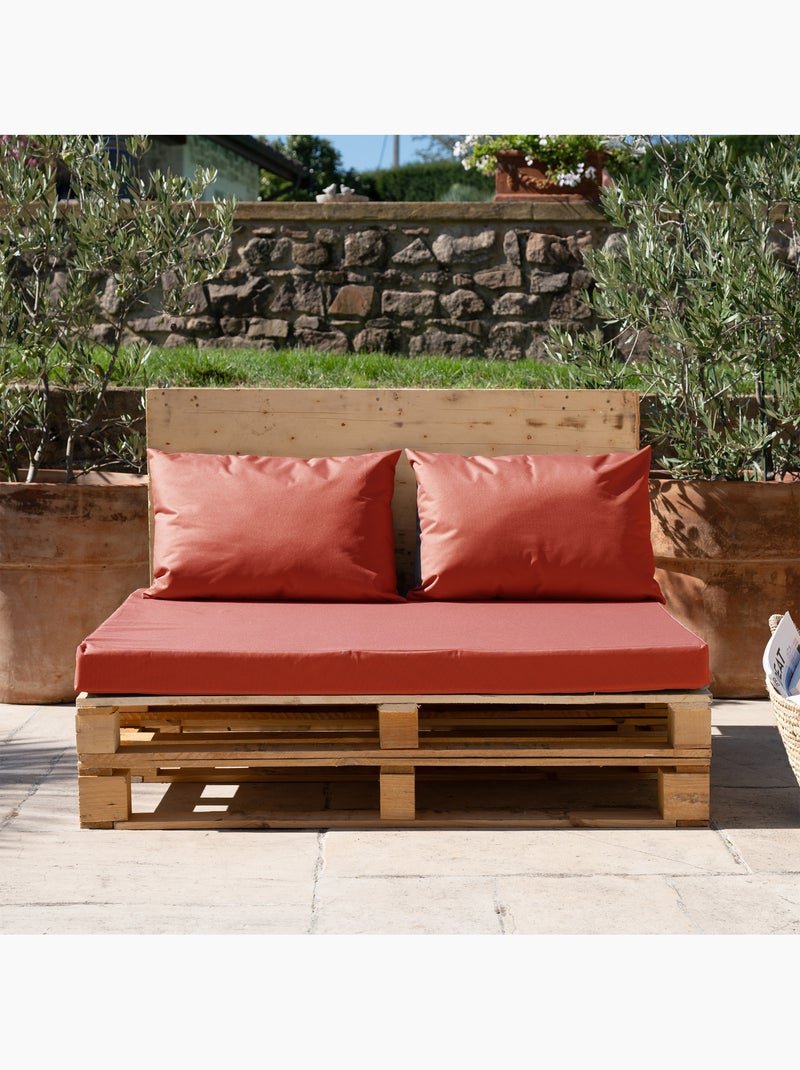 Lote de 3 cojines paleta de exterior en tejido con revestimiento impermeable Rojo cereza - Kiabi