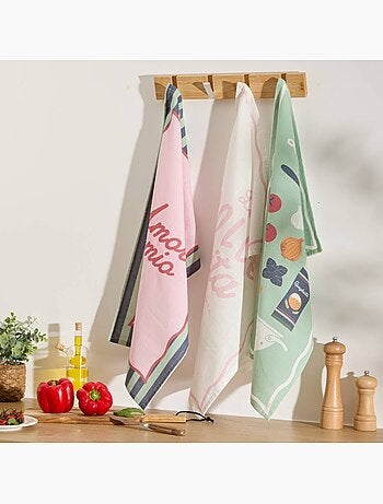 Lote de 3 paños de cocina de algodón della pasta 70x45cm
