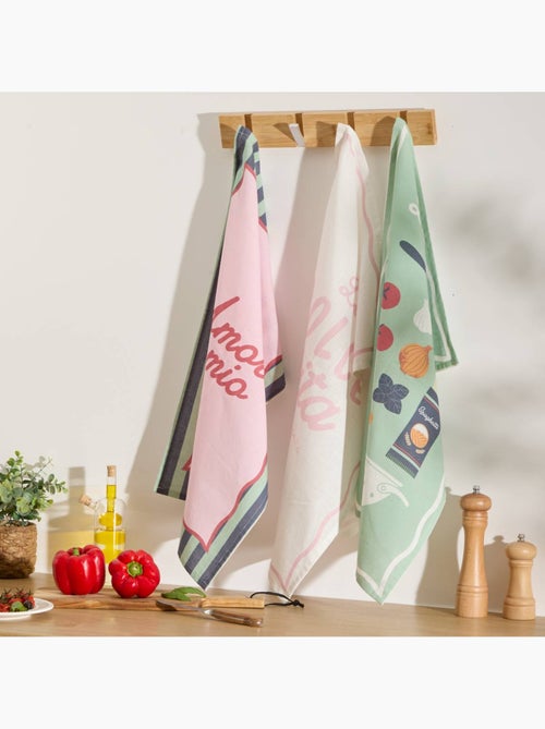 Lote de 3 paños de cocina de algodón della pasta 70x45cm - Kiabi