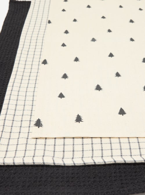 Lote de 3 paños de cocina estampados navideños de algodón 50x70 cm - Kiabi