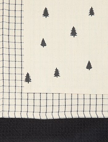 Lote de 3 paños de cocina estampados navideños en algodón 50x70 cm