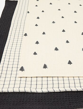 Lote de 3 paños de cocina estampados navideños en algodón 50x70 cm