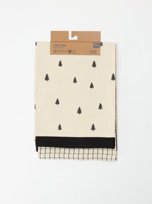 Lote de 3 paños de cocina estampados navideños en algodón 50x70 cm - Kiabi