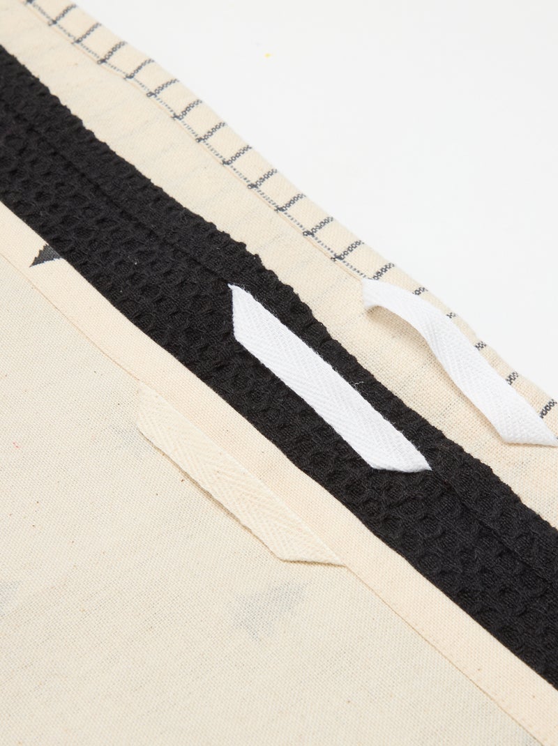 Lote de 3 paños de cocina estampados navideños en algodón 50x70 cm Negro - Kiabi