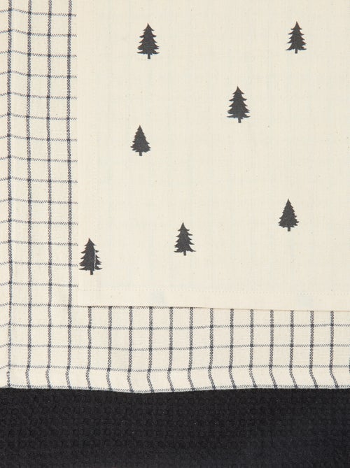 Lote de 3 paños de cocina estampados navideños en algodón 50x70 cm - Kiabi