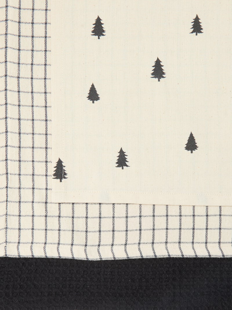 Lote de 3 paños de cocina estampados navideños en algodón 50x70 cm Negro - Kiabi