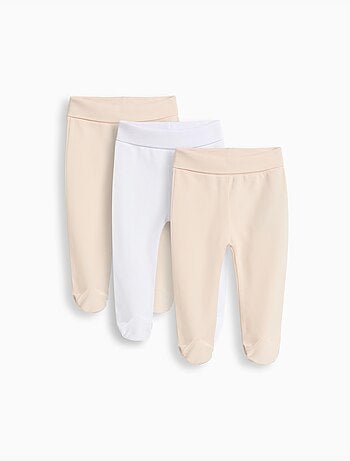 Lote de 3 pantalones con pies para bebé, MO Fashion