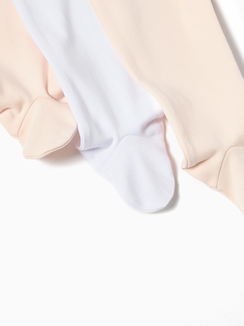 Lote de 3 pantalones con pies para bebé, MO Fashion Blanco Rosa - Kiabi