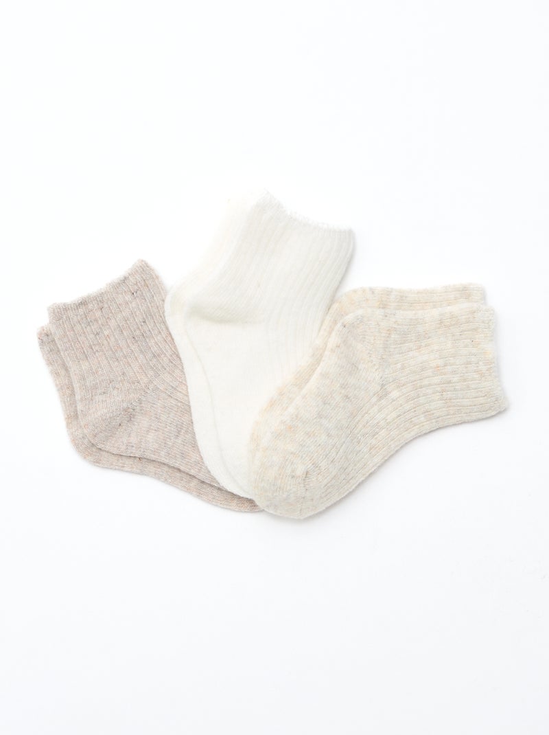 Lote de 3 pares de calcetines de lana Beige - Kiabi