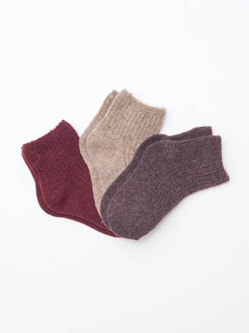 Lote de 3 pares de calcetines de lana Rojo - Kiabi
