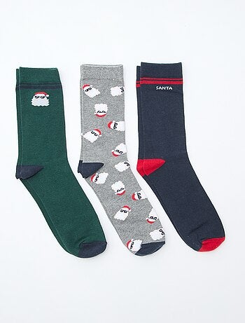 Lote de 3 pares de calcetines de punto de algodón navideños