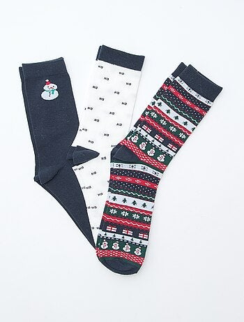 Lote de 3 pares de calcetines de punto de algodón navideños