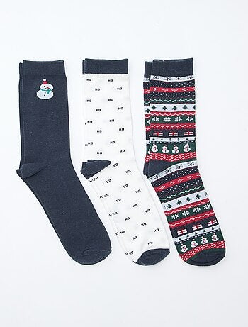 Lote de 3 pares de calcetines de punto de algodón navideños