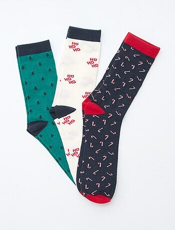 Lote de 3 pares de calcetines de punto de algodón navideños