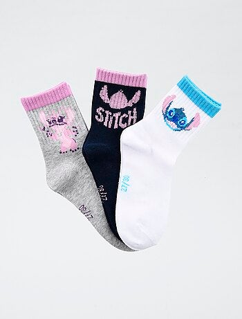 Lote de 3 pares de calcetines 'Disney' 'Stitch' de algodón