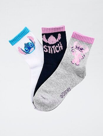 Lote de 3 pares de calcetines 'Disney' 'Stitch' de algodón