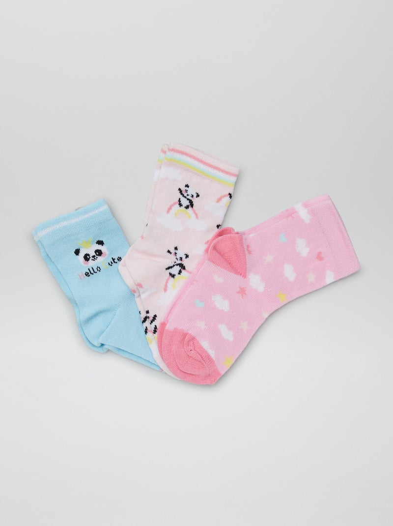 Lote de 3 pares de calcetines estampados ROSA - Kiabi